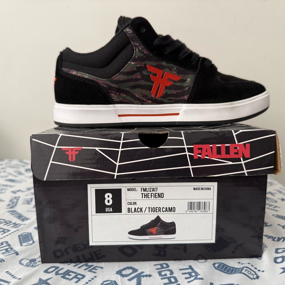 Fallen The Fiend Skateboarding Shoes Black Tiger Camo Sneakers Mens Size 8